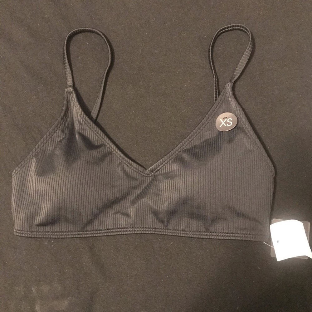 Cotton On body black ribbed bikini top